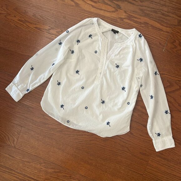 NWOT Talbots Embroidered Popover Tossed Ditsy Blue Floral Size Small Petite - Picture 10 of 16